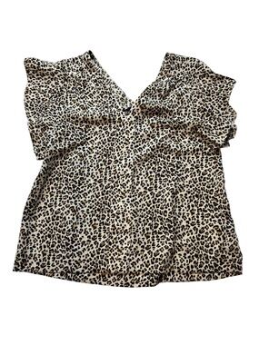 Santuary Women’s Leopard Print V-Neck Flutter Sleeve Women's Top Sz S